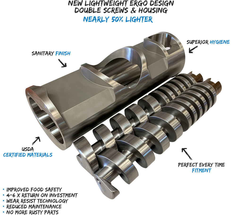 New Stainless Steel Double Screws & Housing